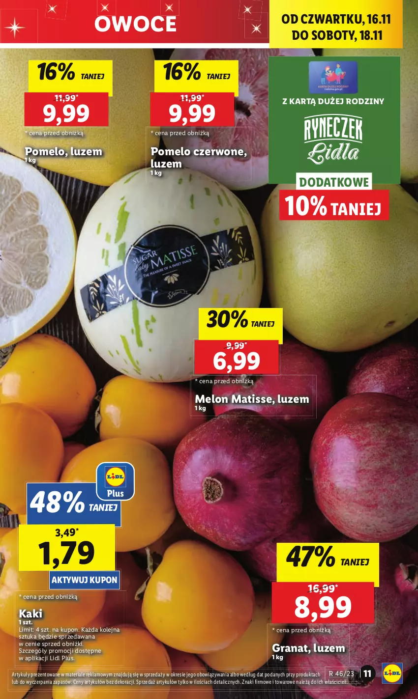 Gazetka promocyjna Lidl - GAZETKA - ważna 16.11 do 18.11.2023 - strona 19 - produkty: Chleb, Fa, Gra, Granat, Kaki, Melon, Olej, Owoce, Pomelo, Ser