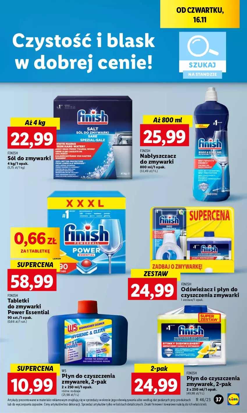 Gazetka promocyjna Lidl - GAZETKA - ważna 16.11 do 18.11.2023 - strona 49 - produkty: Finish, Sól, Tablet, Tabletki do zmywarki, Zmywarki