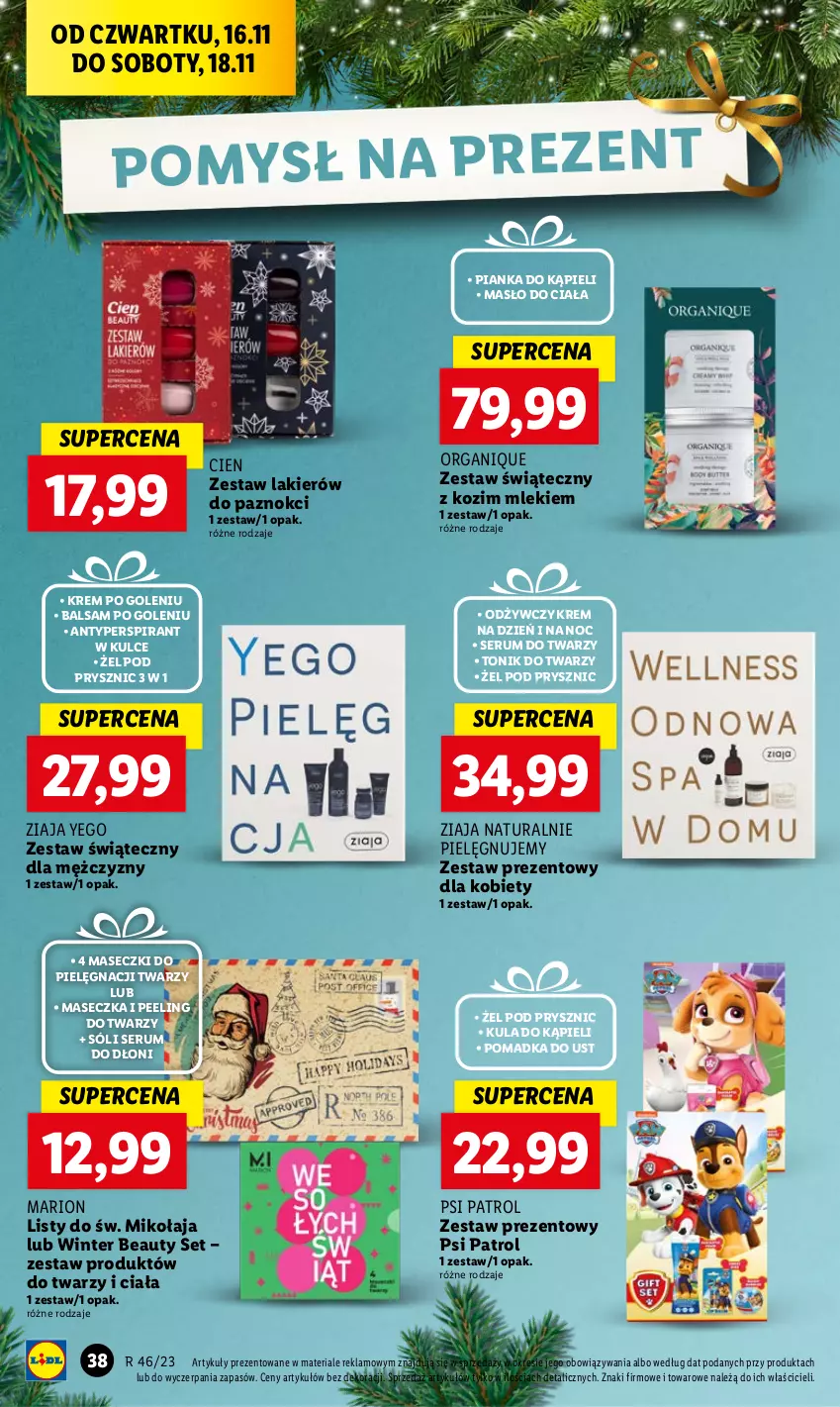 Gazetka promocyjna Lidl - GAZETKA - ważna 16.11 do 18.11.2023 - strona 52 - produkty: Antyperspirant, Balsam po goleniu, Krem na dzień, Krem na dzień i na noc, Kula do kąpieli, Lakier, Masło, Masło do ciała, Peeling, Psi Patrol, Rum, Ser, Serum, Serum do twarzy, Sól, Tonik, Tonik do twarzy, Zestaw prezentowy, Ziaja