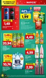 Gazetka promocyjna Lidl - GAZETKA - Gazetka - ważna od 18.11 do 18.11.2023 - strona 42 - produkty: Nałęczowianka, Sok, Mus, Pepsi max, Premiere, Ice tea, Napoje, Pepsi, Napój gazowany, Tymbark, Woda mineralna, Woda, Mango, Napój, Olej