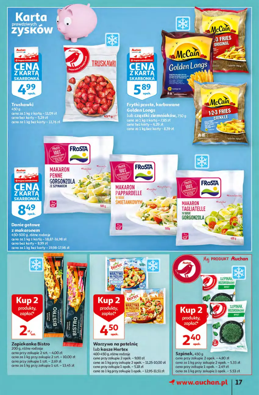 Gazetka promocyjna Auchan - przeNISKIE CENY z Maxi Pakami Hipermarkety - ważna 20.01 do 26.01.2022 - strona 17 - produkty: Dell, Gorgonzola, Hortex, Makaron, Penne, Sos, Szpinak, Tagliatelle, Warzywa, Warzywa na patelnie, Zapiekanka