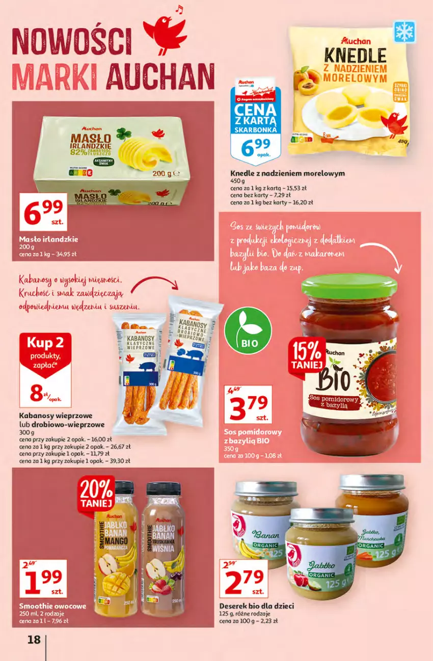 Gazetka promocyjna Auchan - przeNISKIE CENY z Maxi Pakami Hipermarkety - ważna 20.01 do 26.01.2022 - strona 18 - produkty: Deser, Dzieci, Kabanos, Knedle, Ser, Serek