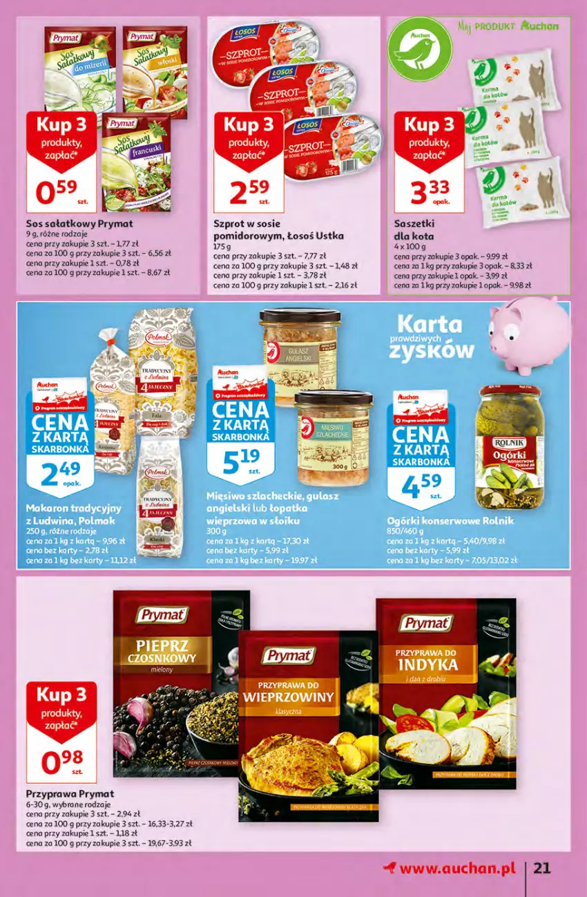 Gazetka promocyjna Auchan - przeNISKIE CENY z Maxi Pakami Hipermarkety - ważna 20.01 do 26.01.2022 - strona 21 - produkty: Prymat, Sałat, Sos, Szprot, Szprot w sosie