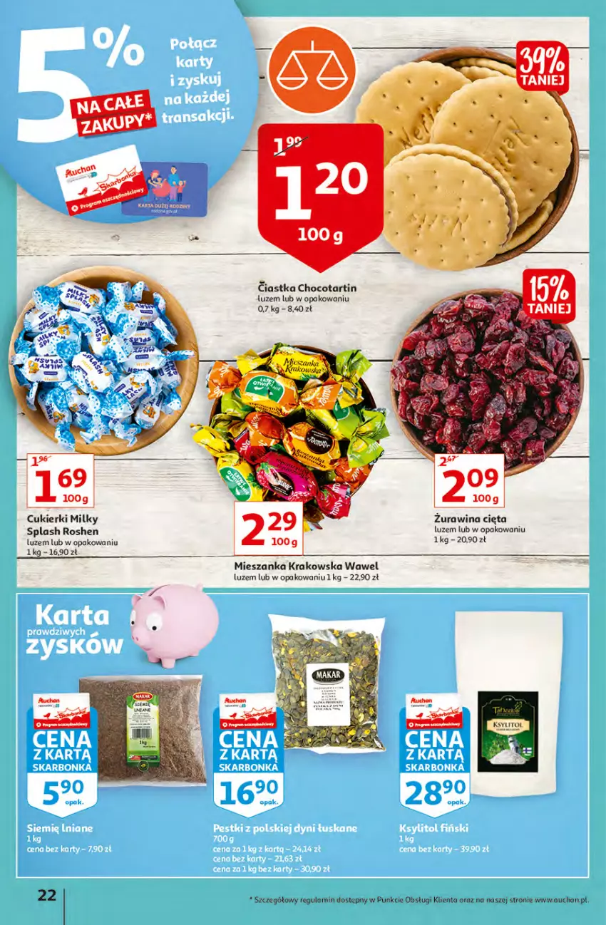 Gazetka promocyjna Auchan - przeNISKIE CENY z Maxi Pakami Hipermarkety - ważna 20.01 do 26.01.2022 - strona 22 - produkty: Ciastka, Cukier, Cukierki, Wawel