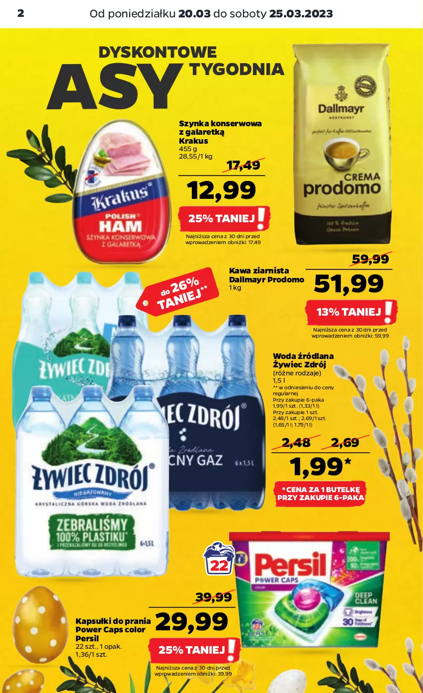 Gazetka promocyjna Netto - Artykuły spożywcze - ważna 20.03 do 25.03.2023 - strona 2 - produkty: Dallmayr, Gala, Kapsułki do prania, Kawa, Kawa ziarnista, Krakus, LANA, Persil, Ser, Szynka, Szynka konserwowa, Woda