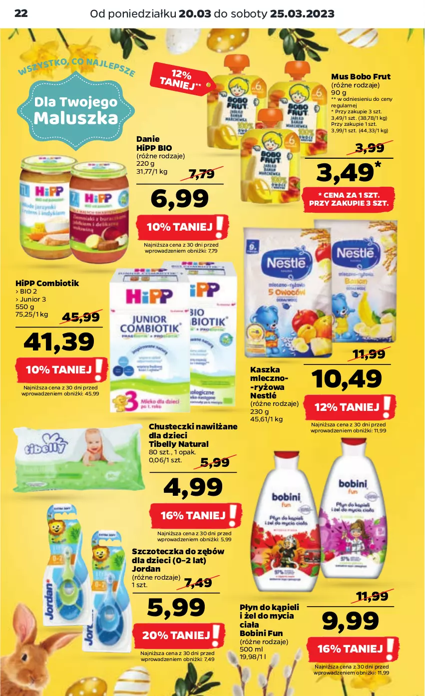 Gazetka promocyjna Netto - Artykuły spożywcze - ważna 20.03 do 25.03.2023 - strona 22 - produkty: Bell, Chusteczki, Dzieci, HiPP, Hipp Bio, Mus, Nestlé, Płyn do kąpieli, Ryż, Szczoteczka, Szczoteczka do zębów