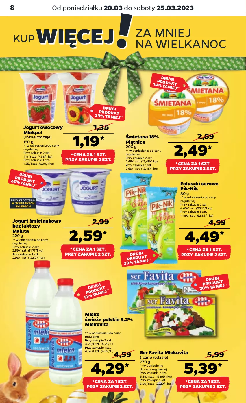 Gazetka promocyjna Netto - Artykuły spożywcze - ważna 20.03 do 25.03.2023 - strona 8 - produkty: Fa, Favita, Jogurt, Jogurt owocowy, Mleko, Mlekovita, Nike, Piątnica, Ser