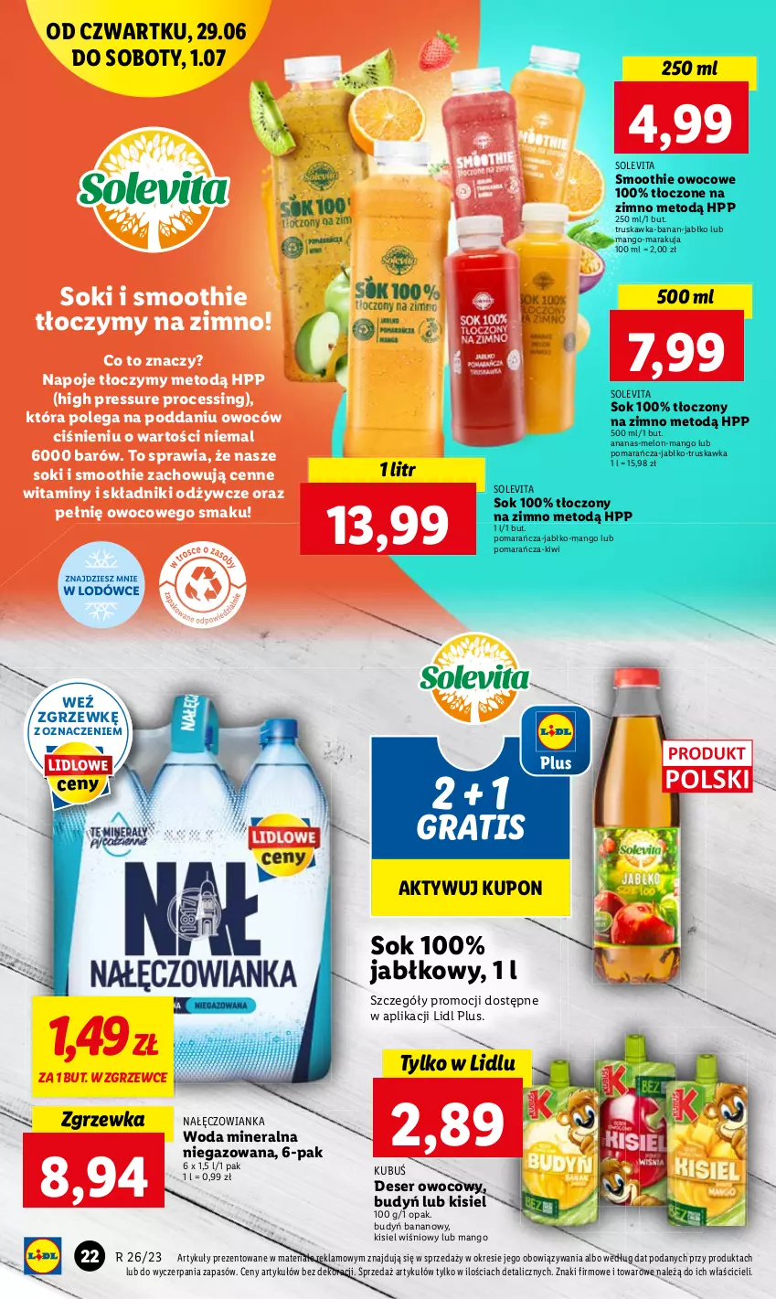 Gazetka promocyjna Lidl - GAZETKA - ważna 29.06 do 01.07.2023 - strona 28 - produkty: Ananas, Gra, Kisiel, Kiwi, Mango, Melon, Smoothie, Sok