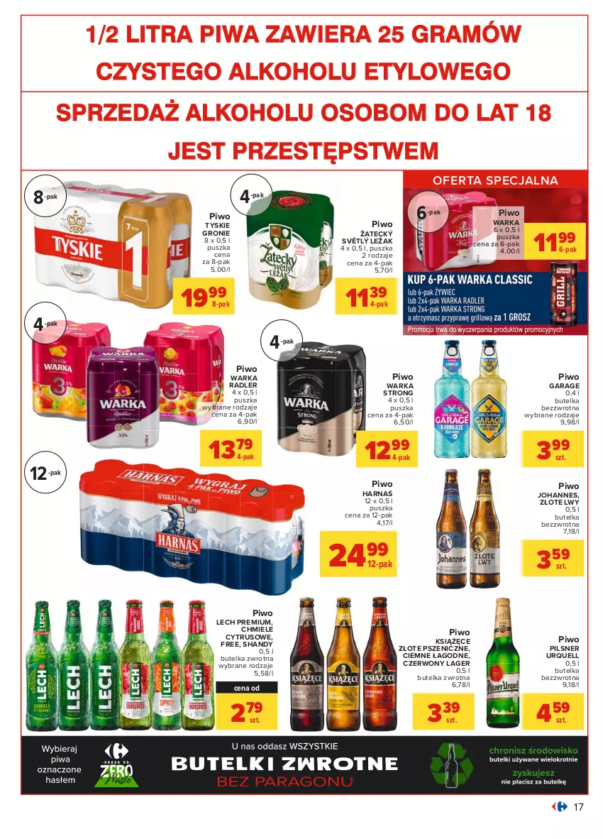 Gazetka promocyjna Carrefour - Gazetka Carrefour - ważna 28.06 do 10.07.2021 - strona 17 - produkty: Gra, Harnaś, Książęce, Lech Premium, Pilsner Urquell, Piwa, Piwo, Radler, Tyskie, Warka