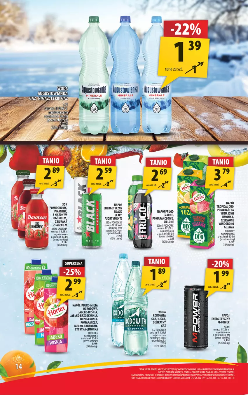 Gazetka promocyjna Arhelan - Gazetka - ważna 10.01 do 19.01.2025 - strona 14 - produkty: Dawtona, Fa, Hortex, Kiwi, Lack, Limonka, Mięta, Napój, Sok, Wino, Woda