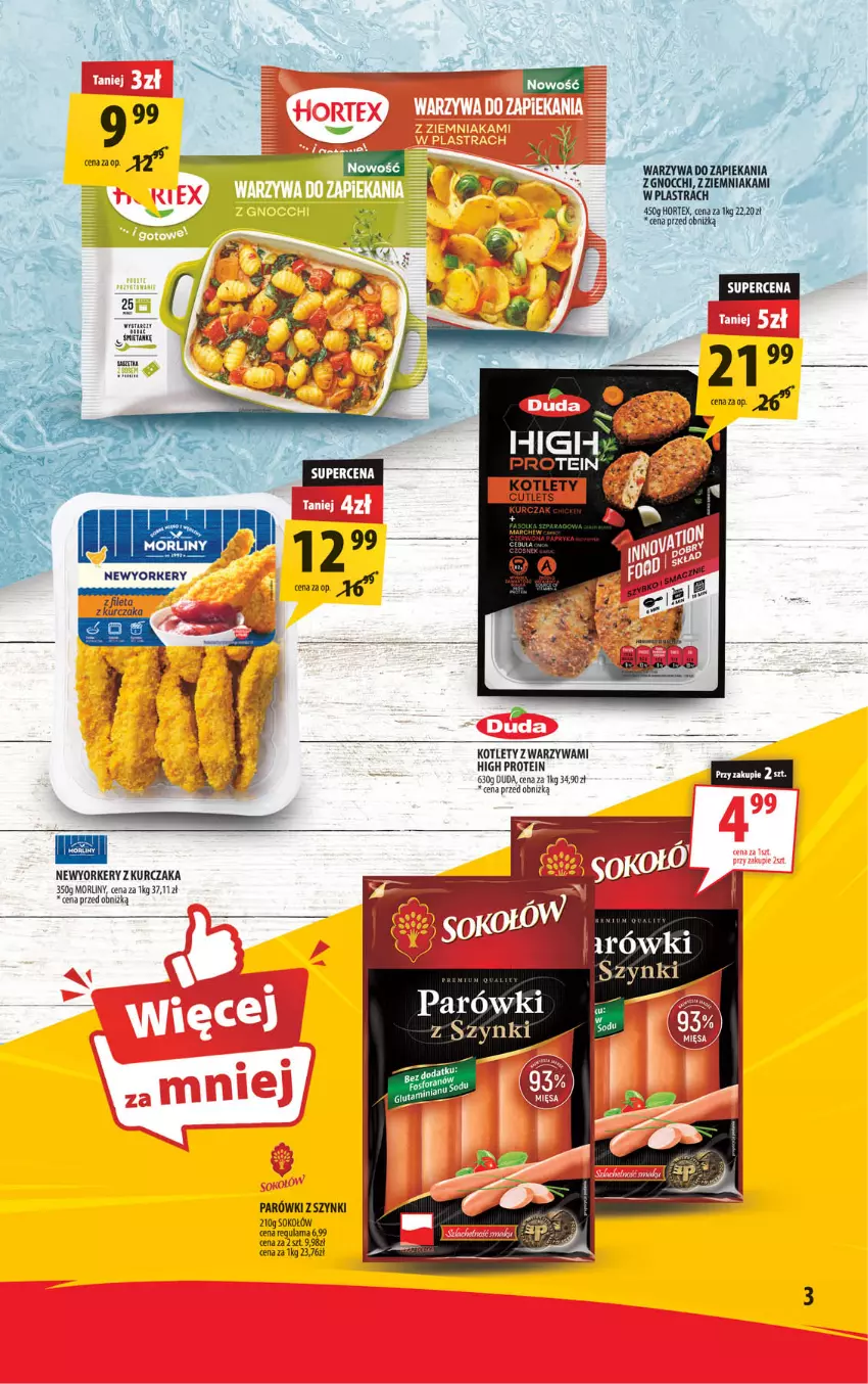 Gazetka promocyjna Arhelan - Gazetka - ważna 10.01 do 19.01.2025 - strona 3 - produkty: Duda, Hortex, Kotlet, Kurczak, Morliny, Parówki, Parówki z szynki, Sos, Warzywa