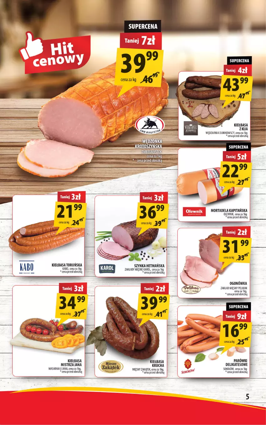 Gazetka promocyjna Arhelan - Gazetka - ważna 10.01 do 19.01.2025 - strona 5 - produkty: Kiełbasa, Ogonówka, Olewnik, Parówki, Sok, Sokołów, Szynka