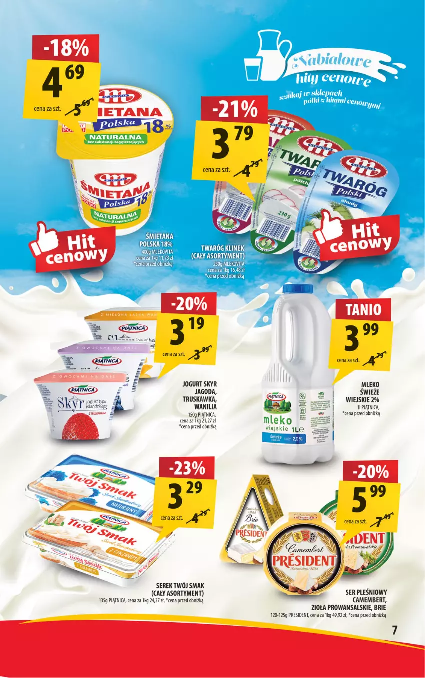 Gazetka promocyjna Arhelan - Gazetka - ważna 10.01 do 19.01.2025 - strona 7 - produkty: Brie, Camembert, Isla, Jogurt, Mleko, Piątnica, Ser, Ser pleśniowy, Serek, Twój Smak