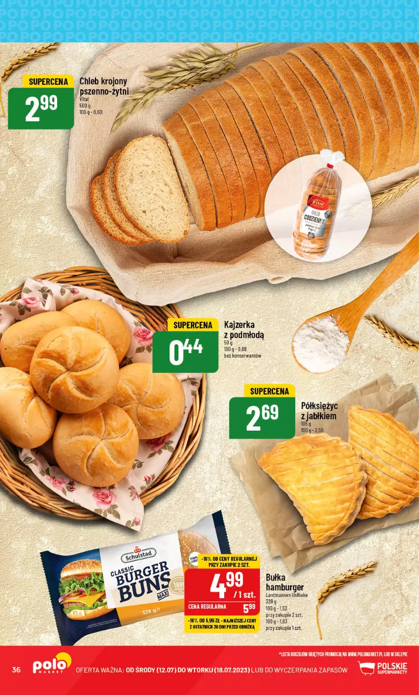 Gazetka promocyjna PoloMarket - Gazetka pomocyjna - ważna 12.07 do 18.07.2023 - strona 36 - produkty: Bułka, Burger, Chleb, Hamburger, Kajzerka, Ser