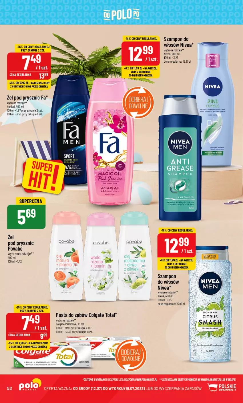 Gazetka promocyjna PoloMarket - Gazetka pomocyjna - ważna 12.07 do 18.07.2023 - strona 52 - produkty: Aloe vera, Body, Colgate, Colgate Total, Fa, Gin, LG, Nivea, Olej, Palmolive, Pasta do zębów, Szampon