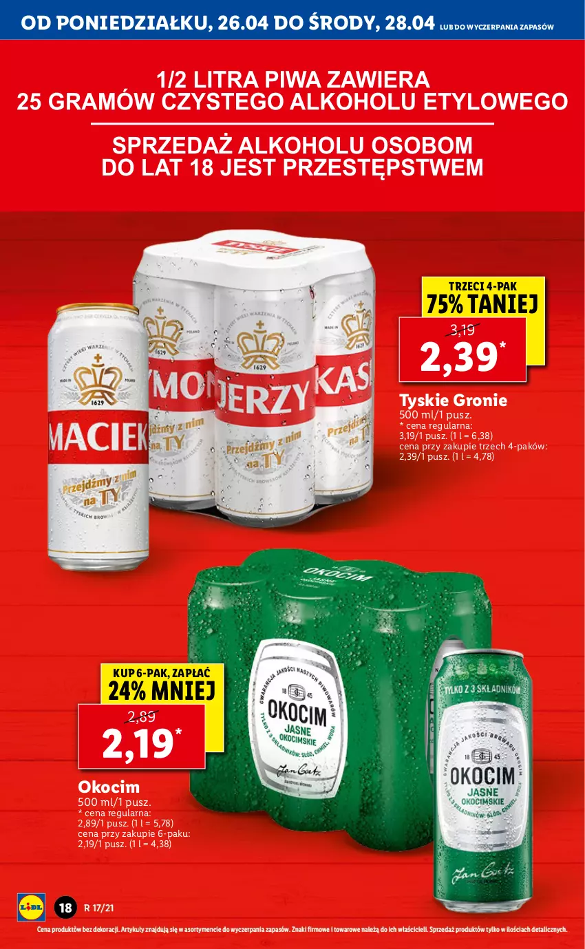 Gazetka promocyjna Lidl - GAZETKA - ważna 26.04 do 28.04.2021 - strona 18 - produkty: Koc, Okocim, Tyskie