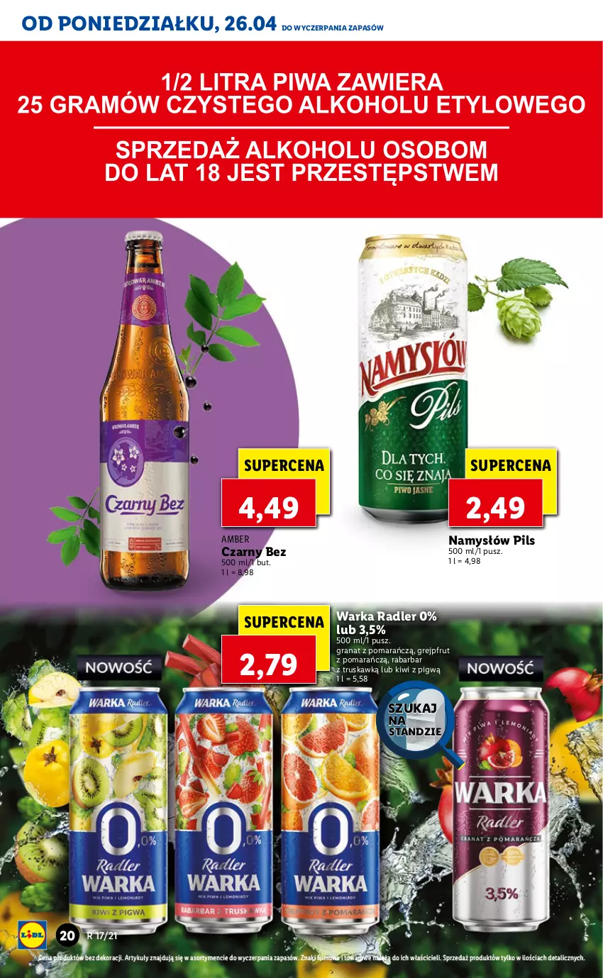 Gazetka promocyjna Lidl - GAZETKA - ważna 26.04 do 28.04.2021 - strona 20 - produkty: Gra, Granat, Grejpfrut, Kiwi, Namysłów, Radler, Warka