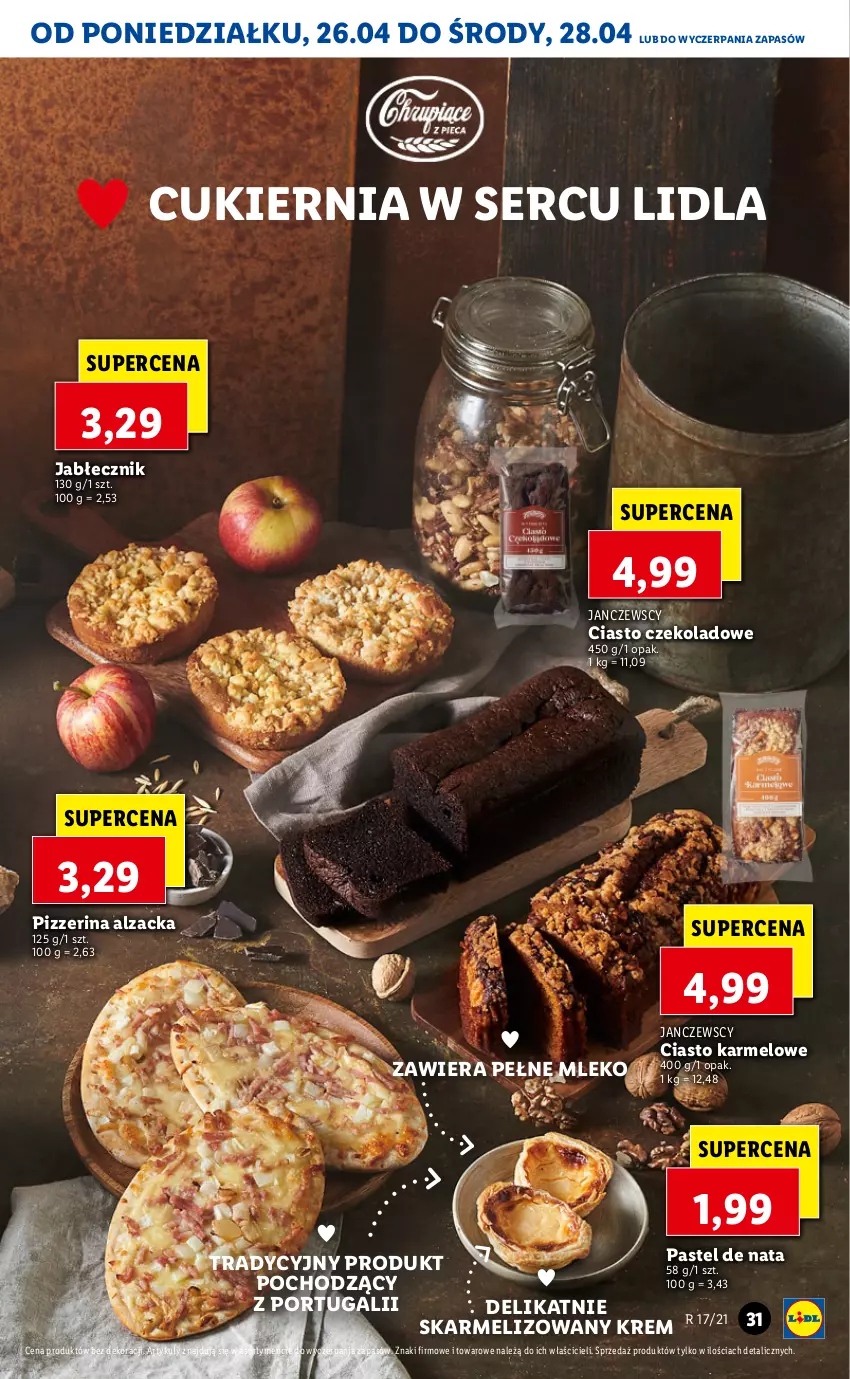 Gazetka promocyjna Lidl - GAZETKA - ważna 26.04 do 28.04.2021 - strona 31 - produkty: Ciasto czekoladowe, Cukier, Mleko, Pizzerina, Por, Ser