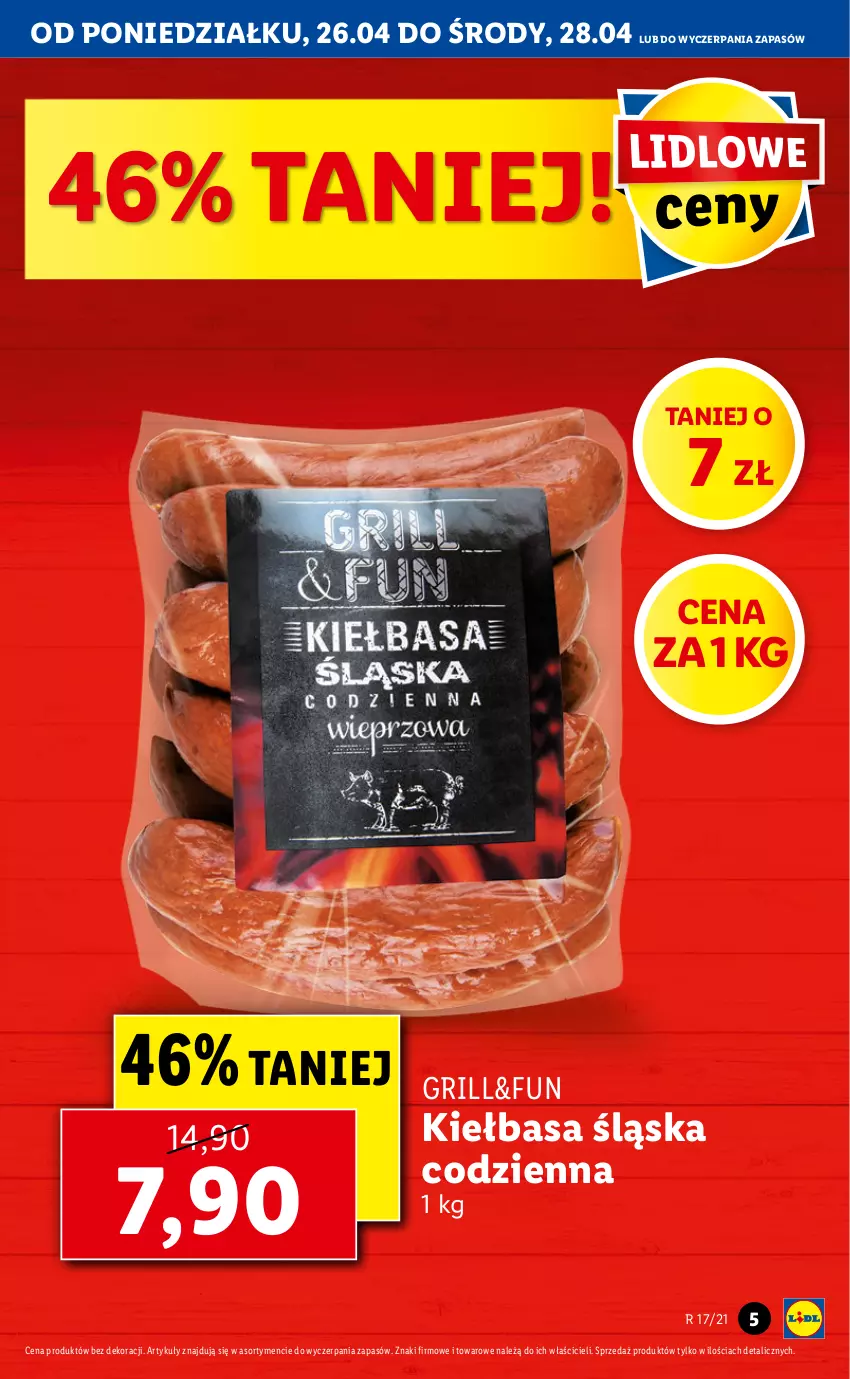 Gazetka promocyjna Lidl - GAZETKA - ważna 26.04 do 28.04.2021 - strona 5 - produkty: Grill, Kiełbasa, Kiełbasa śląska