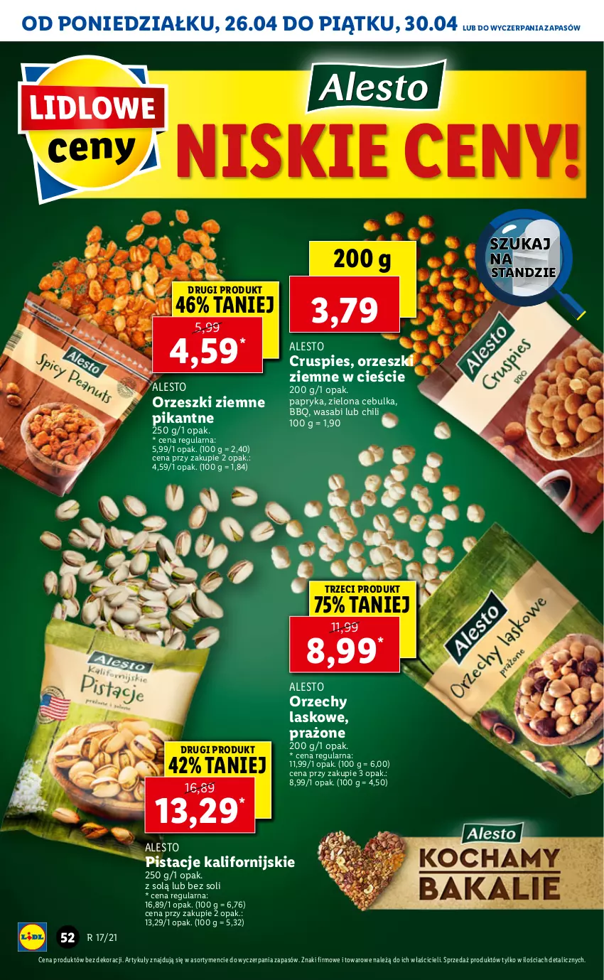 Gazetka promocyjna Lidl - GAZETKA - ważna 26.04 do 28.04.2021 - strona 52 - produkty: Orzeszki, Orzeszki ziemne, Papryka, Pistacje, Wasa