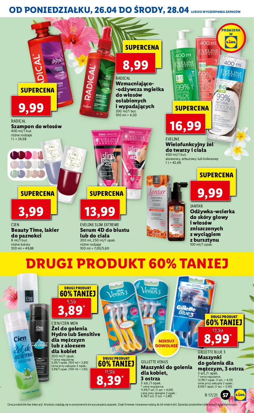 Gazetka promocyjna Lidl - GAZETKA - ważna 26.04 do 28.04.2021 - strona 57 - produkty: Arbuz, Bursztyn, Eveline, Gillette, Gillette Venus, Kokos, Lakier, Lakier do paznokci, Odżywka, Rum, Ser, Serum, Szampon, Venus