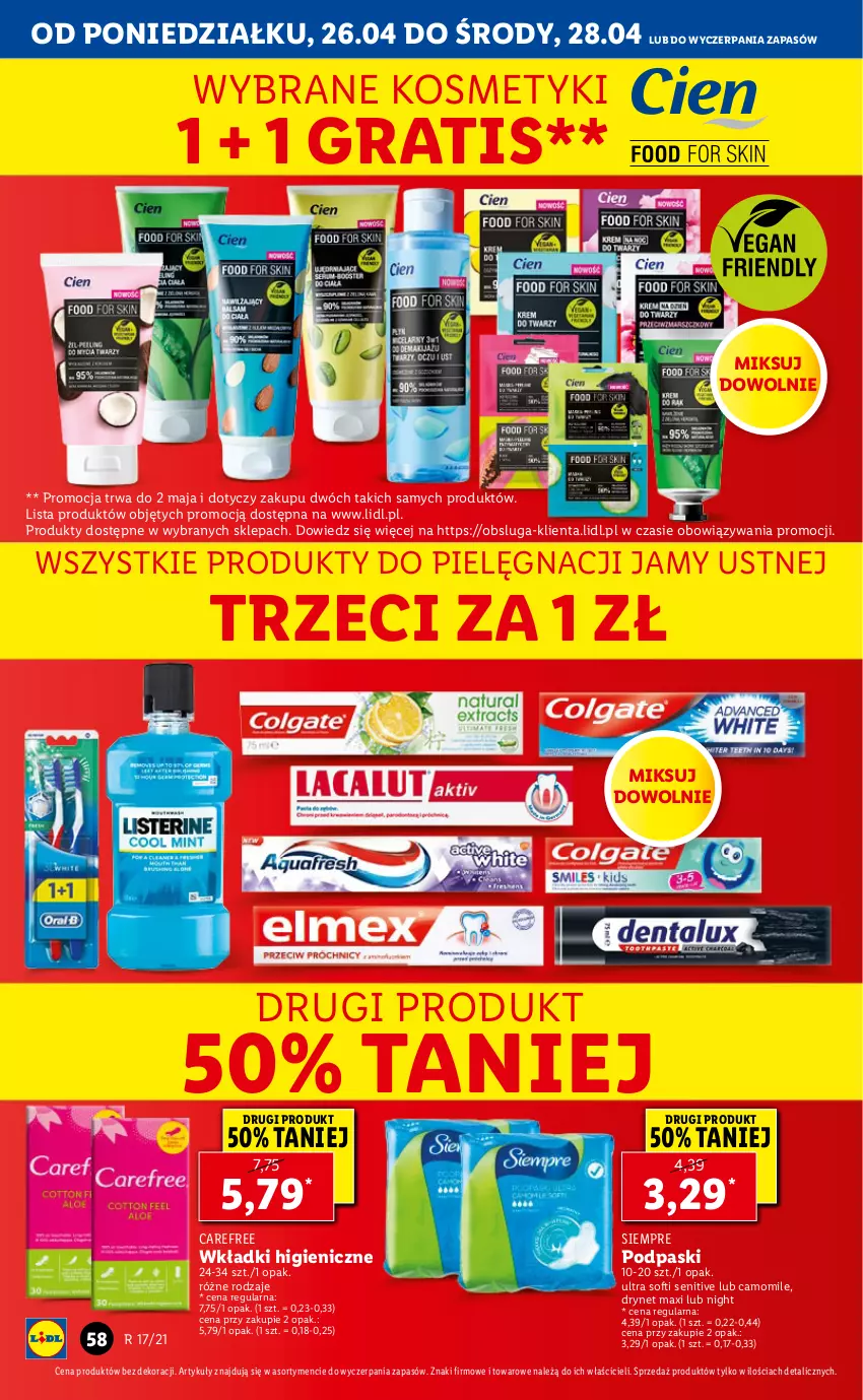 Gazetka promocyjna Lidl - GAZETKA - ważna 26.04 do 28.04.2021 - strona 58 - produkty: Carefree, Gra, Podpaski, Wkładki