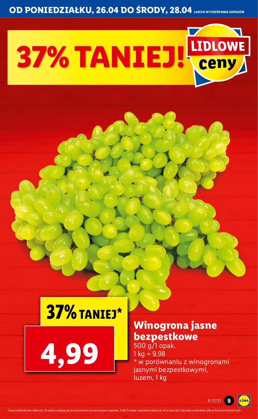 Gazetka promocyjna Lidl - GAZETKA - ważna 26.04 do 28.04.2021 - strona 9 - produkty: Por, Wino, Winogrona