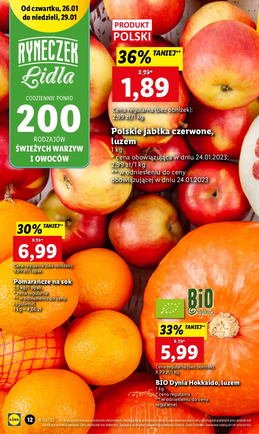 Gazetka promocyjna Lidl - GAZETKA - ważna 26.01 do 29.01.2023 - strona 12 - produkty: Jabłka, Pomarańcze, Sok