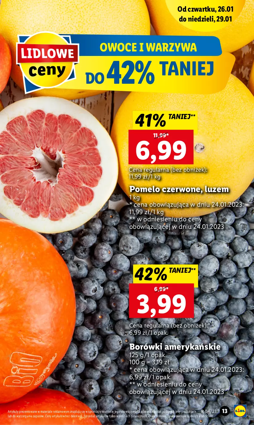 Gazetka promocyjna Lidl - GAZETKA - ważna 26.01 do 29.01.2023 - strona 13 - produkty: Owoce, Pomelo, Warzywa