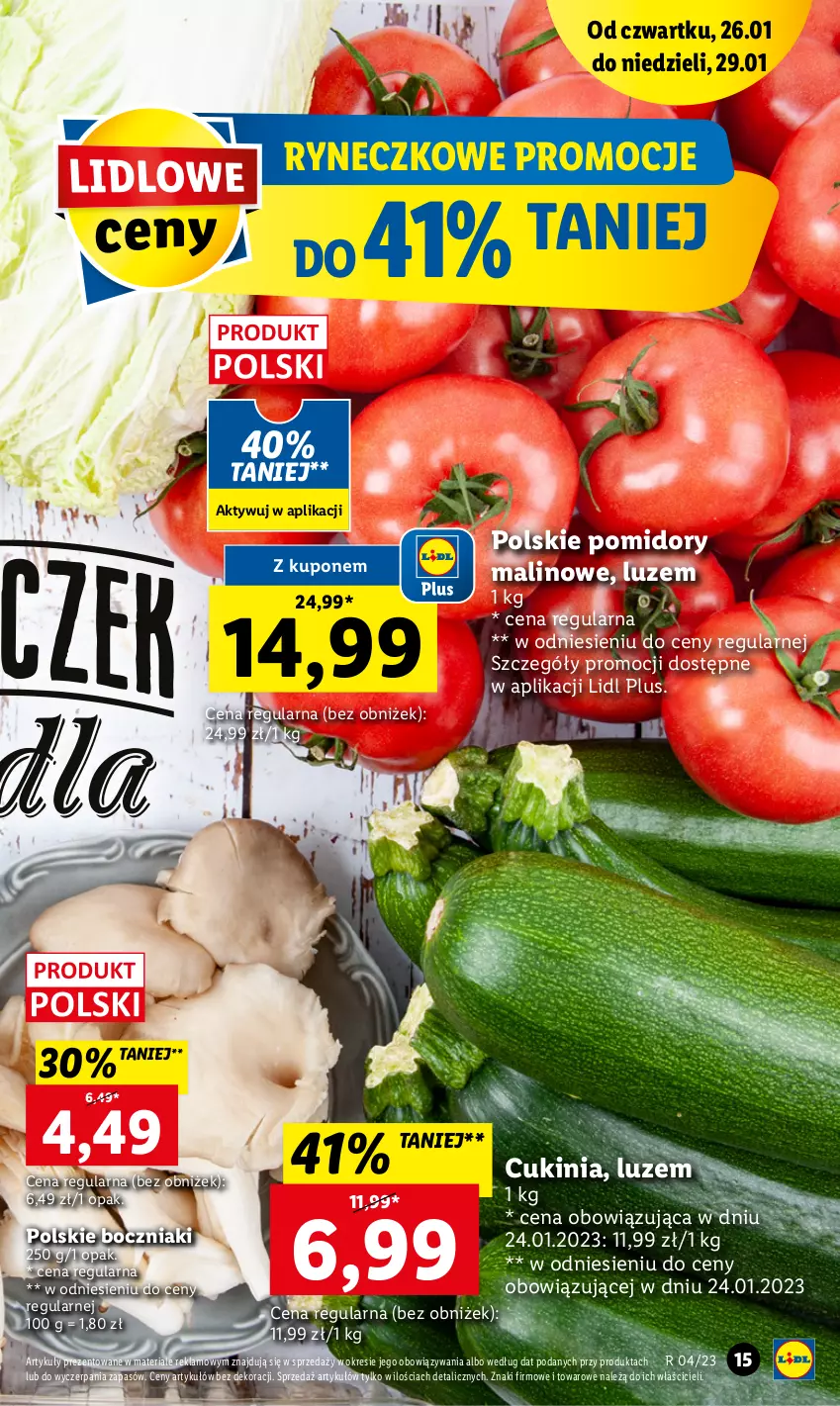 Gazetka promocyjna Lidl - GAZETKA - ważna 26.01 do 29.01.2023 - strona 15 - produkty: Boczniak, Pomidory