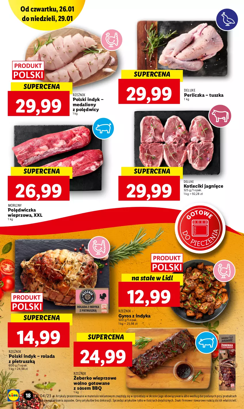 Gazetka promocyjna Lidl - GAZETKA - ważna 26.01 do 29.01.2023 - strona 18 - produkty: Gyros, Lion, Morliny, Perliczka, Piec, Polędwiczka wieprzowa, Rolada, Sos, Tusz