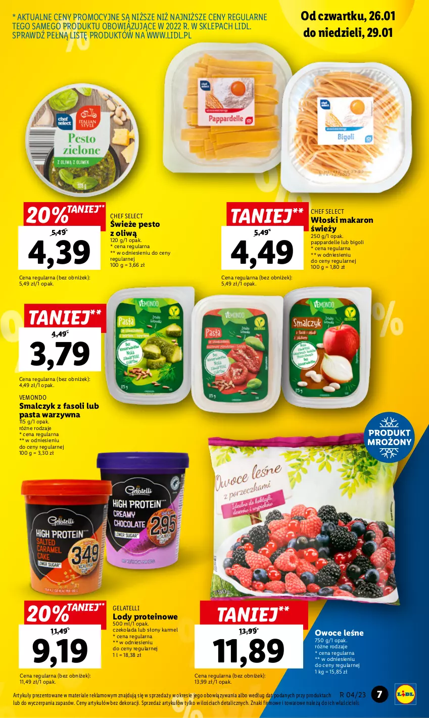 Gazetka promocyjna Lidl - GAZETKA - ważna 26.01 do 29.01.2023 - strona 7 - produkty: Czekolada, Dell, Fa, Lody, Makaron, Owoce, Pasta warzywna, Pesto