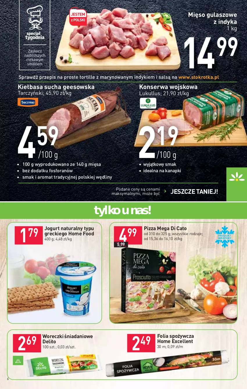 Gazetka promocyjna Stokrotka - Supermarket - ważna 15.04 do 21.04.2021 - strona 6 - produkty: Danio, Jogurt, Jogurt naturalny, Kiełbasa, Mięso, Pizza, Ser, Tarczyński