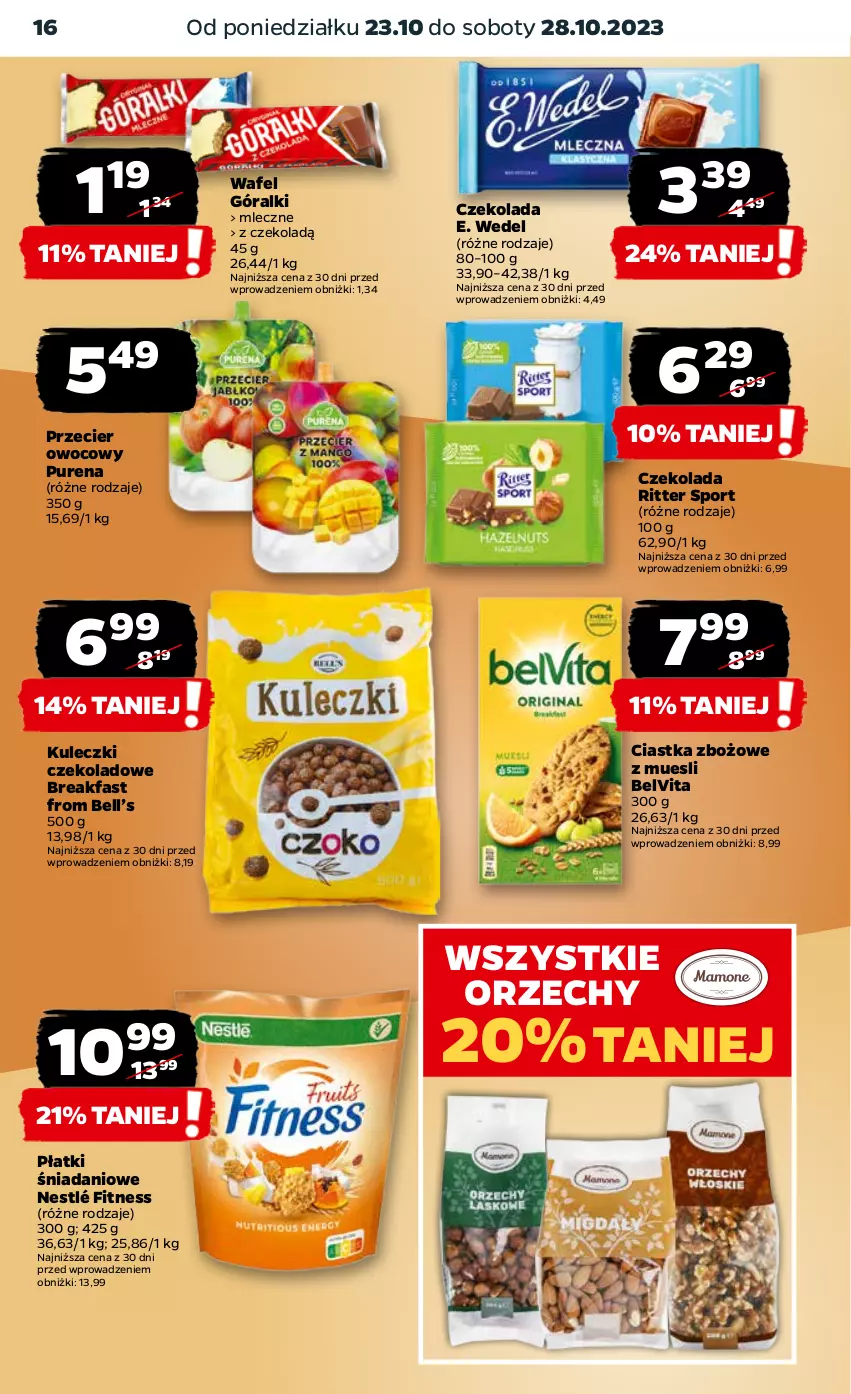 Gazetka promocyjna Netto - Artykuły spożywcze - ważna 23.10 do 28.10.2023 - strona 16 - produkty: Bell, BelVita, Ciastka, Czekolada, Danio, E. Wedel, Fa, Góralki, Nestlé, Por, Pur, Ritter Sport, Sport