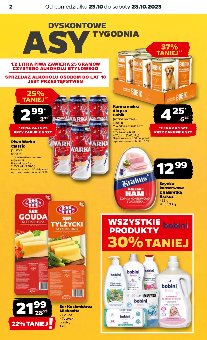 Gazetka promocyjna Netto - Artykuły spożywcze - ważna 23.10 do 28.10.2023 - strona 2 - produkty: Gala, Gouda, Gra, Krakus, Mleko, Mlekovita, Piwa, Piwo, Ser, Szynka, Szynka konserwowa, Warka