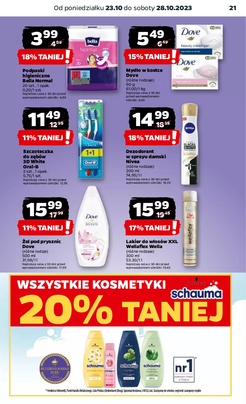 Gazetka promocyjna Netto - Artykuły spożywcze - ważna 23.10 do 28.10.2023 - strona 21 - produkty: Bell, Bella, Dezodorant, Dove, Gra, Lakier, Lakier do włosów, Mydło, Nivea, Piwa, Podpaski, Szczoteczka, Szczoteczka do zębów, Wella