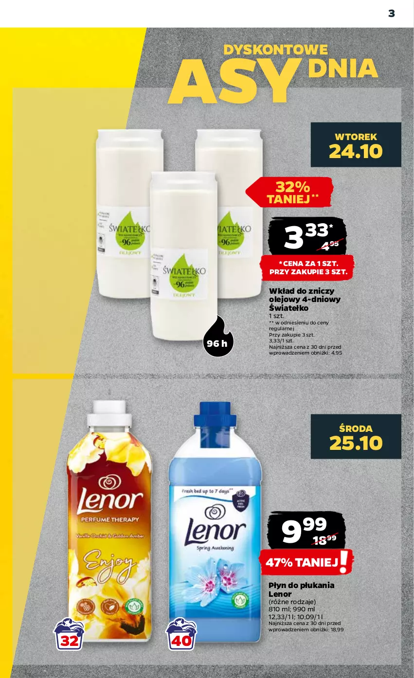 Gazetka promocyjna Netto - Artykuły spożywcze - ważna 23.10 do 28.10.2023 - strona 3 - produkty: Lenor, Olej, Płyn do płukania, Znicz