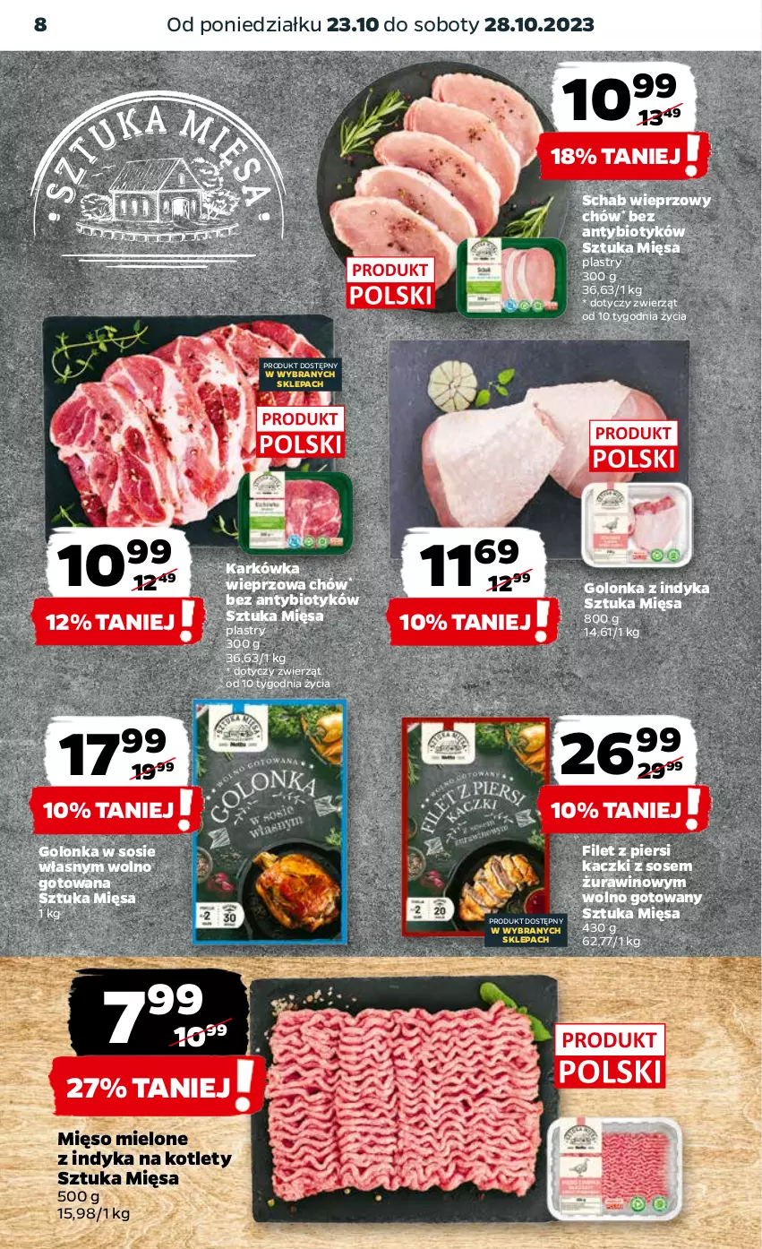 Gazetka promocyjna Netto - Artykuły spożywcze - ważna 23.10 do 28.10.2023 - strona 8 - produkty: Filet z piersi kaczki, Golonka z indyka, Karkówka wieprzowa, Kotlet, Mięso, Mięso mielone, Schab wieprzowy, Sos, Wino