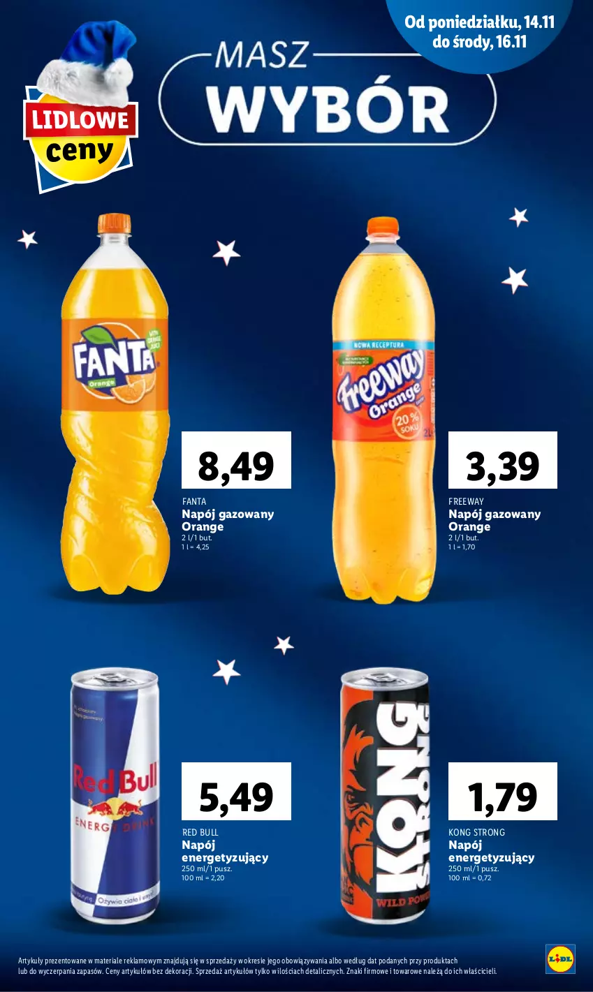 Gazetka promocyjna Lidl - GAZETKA - ważna 14.11 do 16.11.2022 - strona 11 - produkty: Fa, Fanta, Napój, Napój gazowany, Red Bull