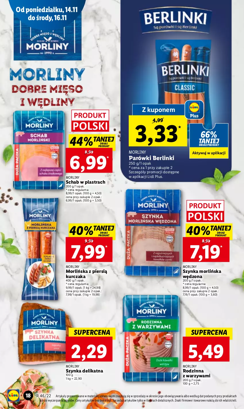 Gazetka promocyjna Lidl - GAZETKA - ważna 14.11 do 16.11.2022 - strona 28 - produkty: Berlinki, Kurczak, Morliny, Parówki, Szynka, Warzywa