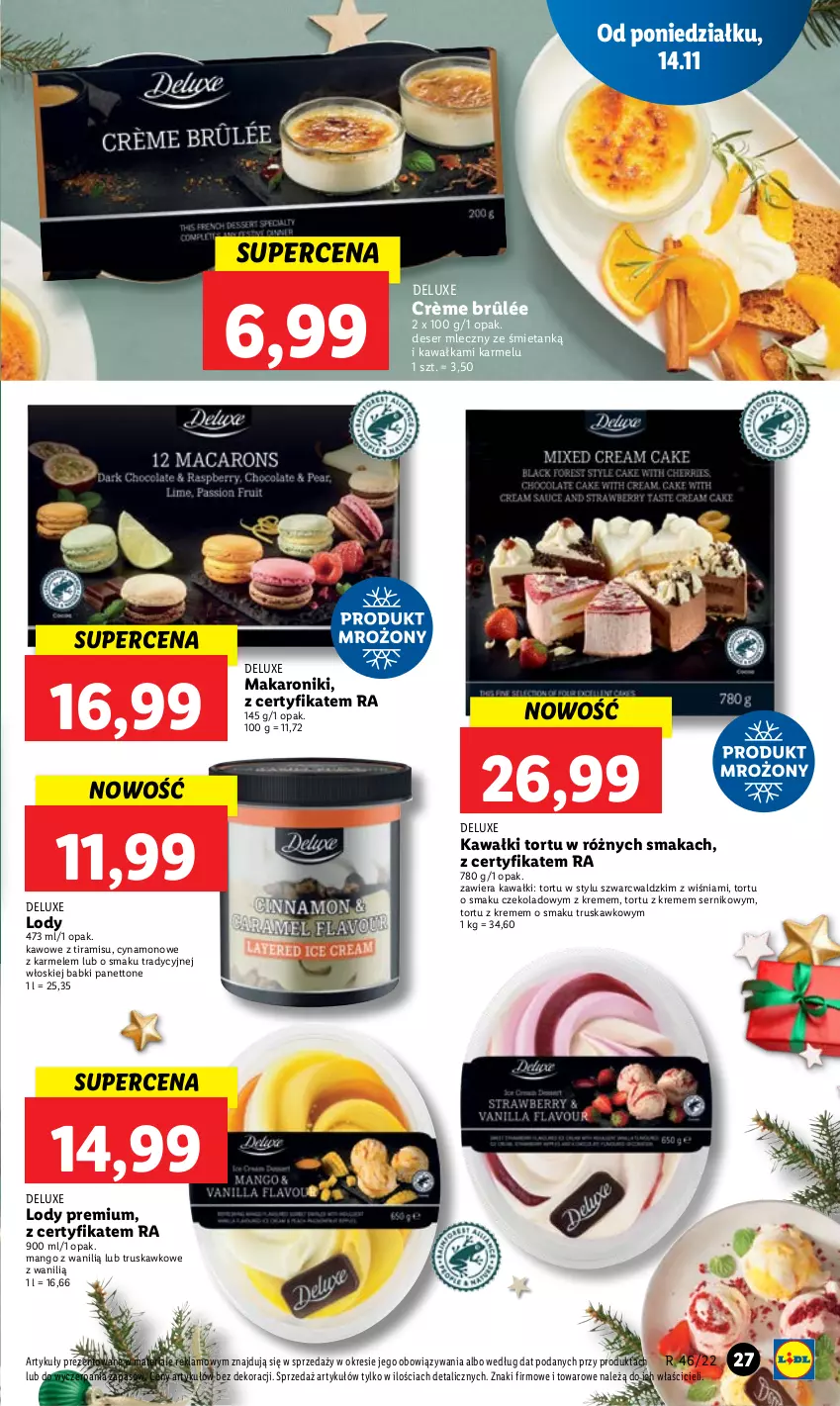 Gazetka promocyjna Lidl - GAZETKA - ważna 14.11 do 16.11.2022 - strona 37 - produkty: Crème brûlée, Deser, Deser mleczny, Kawa, Lody, Makaron, Mango, Ser