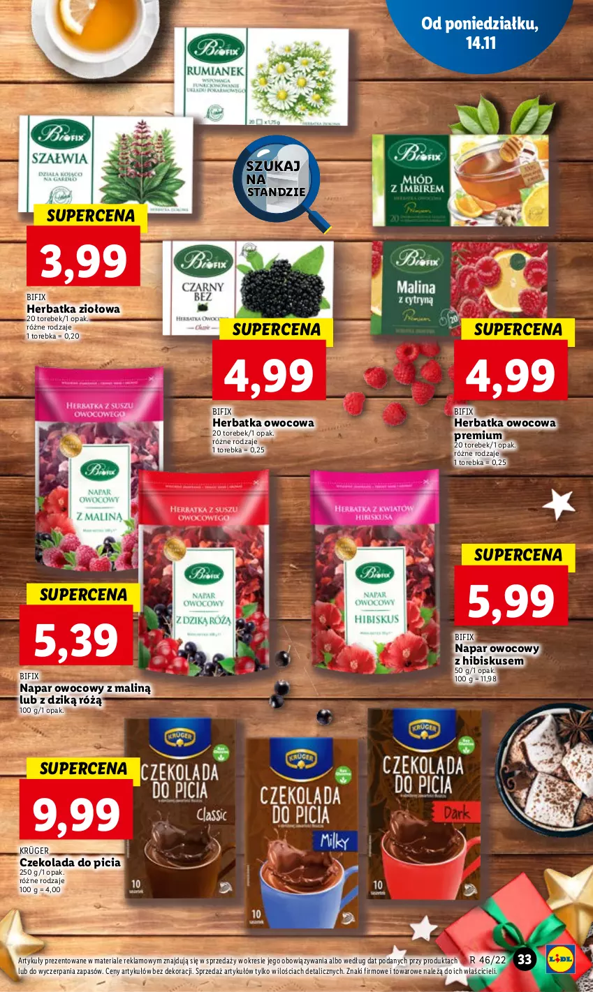 Gazetka promocyjna Lidl - GAZETKA - ważna 14.11 do 16.11.2022 - strona 43 - produkty: Czekolada, Hibiskus, Torebka