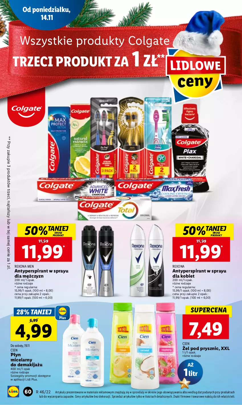 Gazetka promocyjna Lidl - GAZETKA - ważna 14.11 do 16.11.2022 - strona 70 - produkty: Antyperspirant, Colgate, LG, Makijaż, Płyn micelarny, Rexona