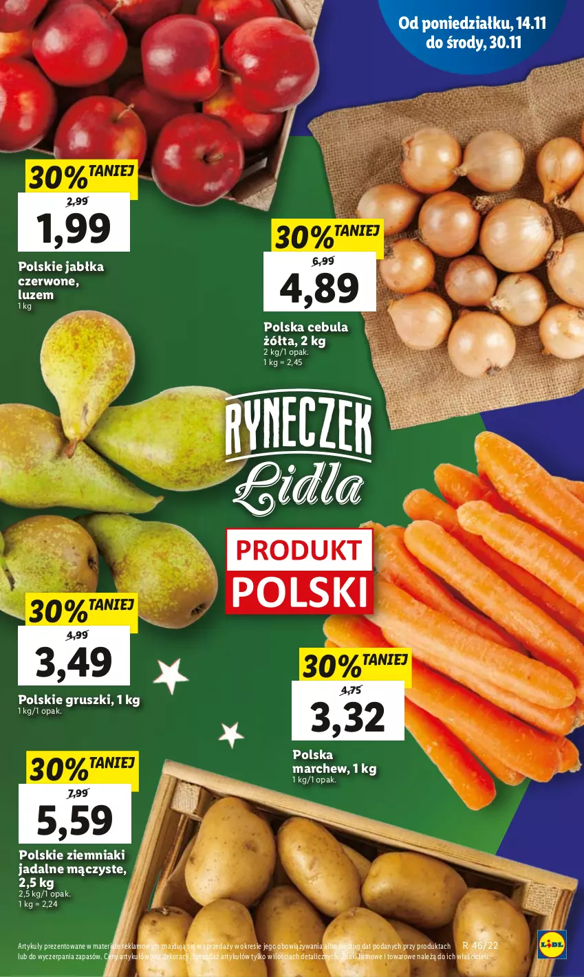 Gazetka promocyjna Lidl - GAZETKA - ważna 14.11 do 16.11.2022 - strona 9 - produkty: Cebula, Gruszki, Jabłka, Ziemniaki