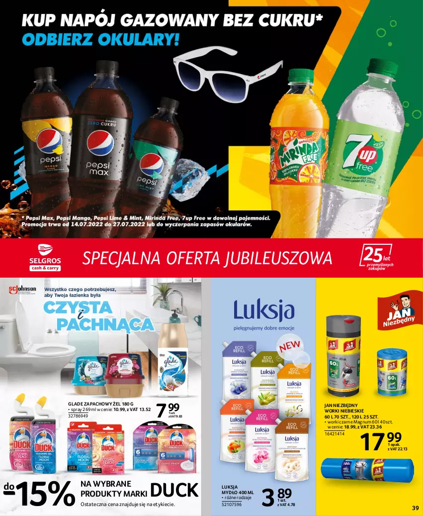 Gazetka promocyjna Selgros - Extra Oferta - ważna 14.07 do 27.07.2022 - strona 39 - produkty: Duck, Jan Niezbędny, Luksja, Mydło