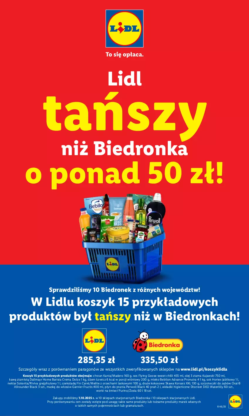 Gazetka promocyjna Lidl - GAZETKA - ważna 10.11 do 15.11.2025 - strona 11 - produkty: BEBILON, Chrzan, Dallmayr, Discreet, Dron, Dżem, Fructis, Garnier, Gra, Grejpfrut, Hortex, Kawa, Kokos, Kosz, Kujawski, Lack, Mleko, Mleko Bebilon, Nektar, Olej, Perwoll, Płyn do prania, Por, Pur, Rama, Sok, Sos, Wkładki, Worki na śmiec, Worki na śmieci