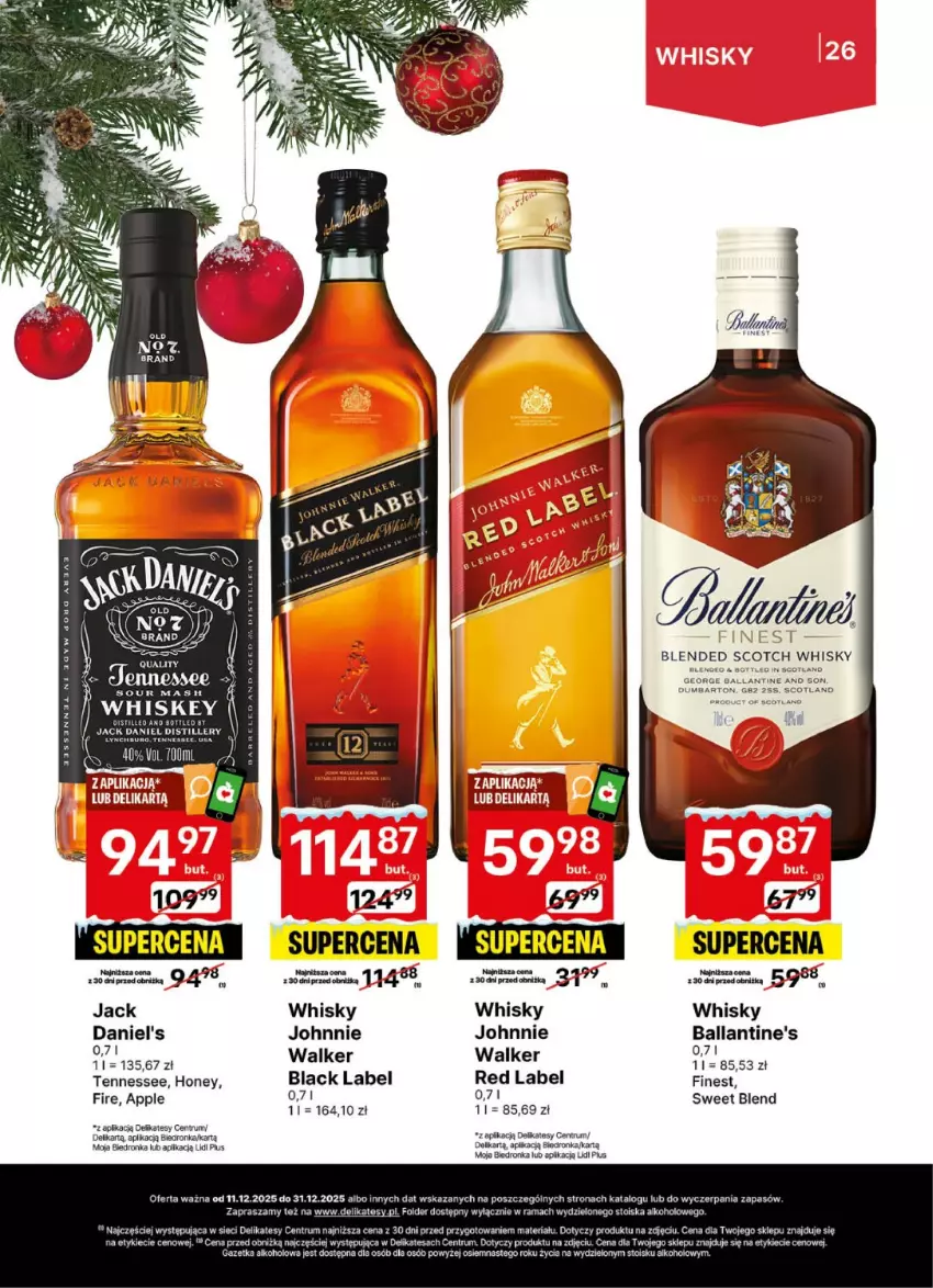 Gazetka promocyjna Delikatesy Centrum - Delibarek DC50-DC51-DC52 - ważna 11.12 do 31.12.2025 - strona 26 - produkty: Ballantine's, Dron, Johnnie Walker, Lack, Rama, Rum, Whisky