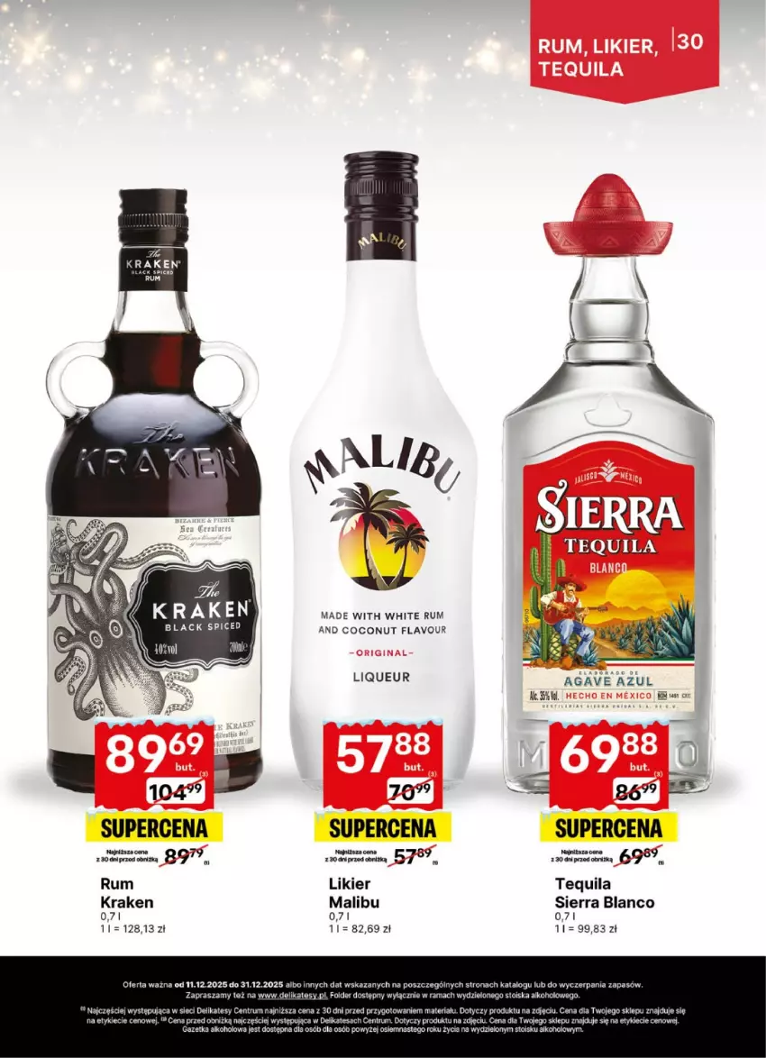 Gazetka promocyjna Delikatesy Centrum - Delibarek DC50-DC51-DC52 - ważna 11.12 do 31.12.2025 - strona 30 - produkty: Likier, Malibu, Rama, Rum, Tequila