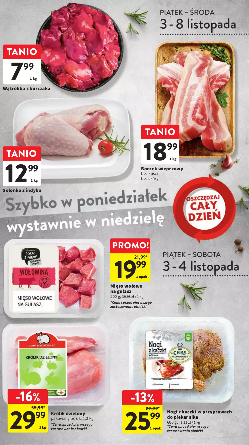 Gazetka promocyjna Intermarche - Gazetka Intermarche - ważna 02.11 do 08.11.2023 - strona 15 - produkty: Boczek, Boczek wieprzowy, Golonka z indyka, Królik, Kurczak, Mięso, Mięso wołowe, Piekarnik