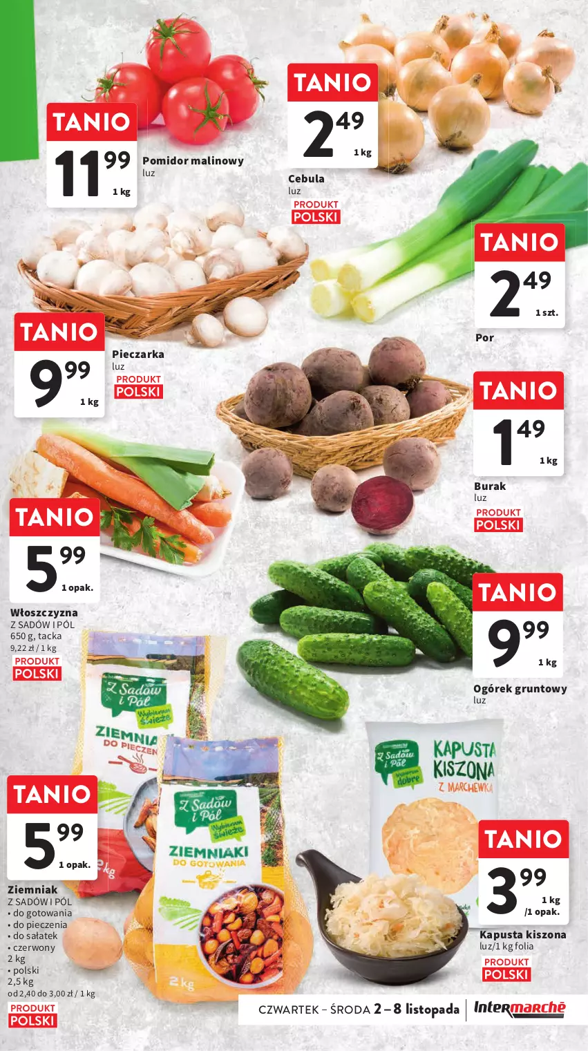 Gazetka promocyjna Intermarche - Gazetka Intermarche - ważna 02.11 do 08.11.2023 - strona 19 - produkty: Cebula, Grunt, Ogórek, Piec, Pieczarka, Pomidor malinowy, Por, Sałat, Top